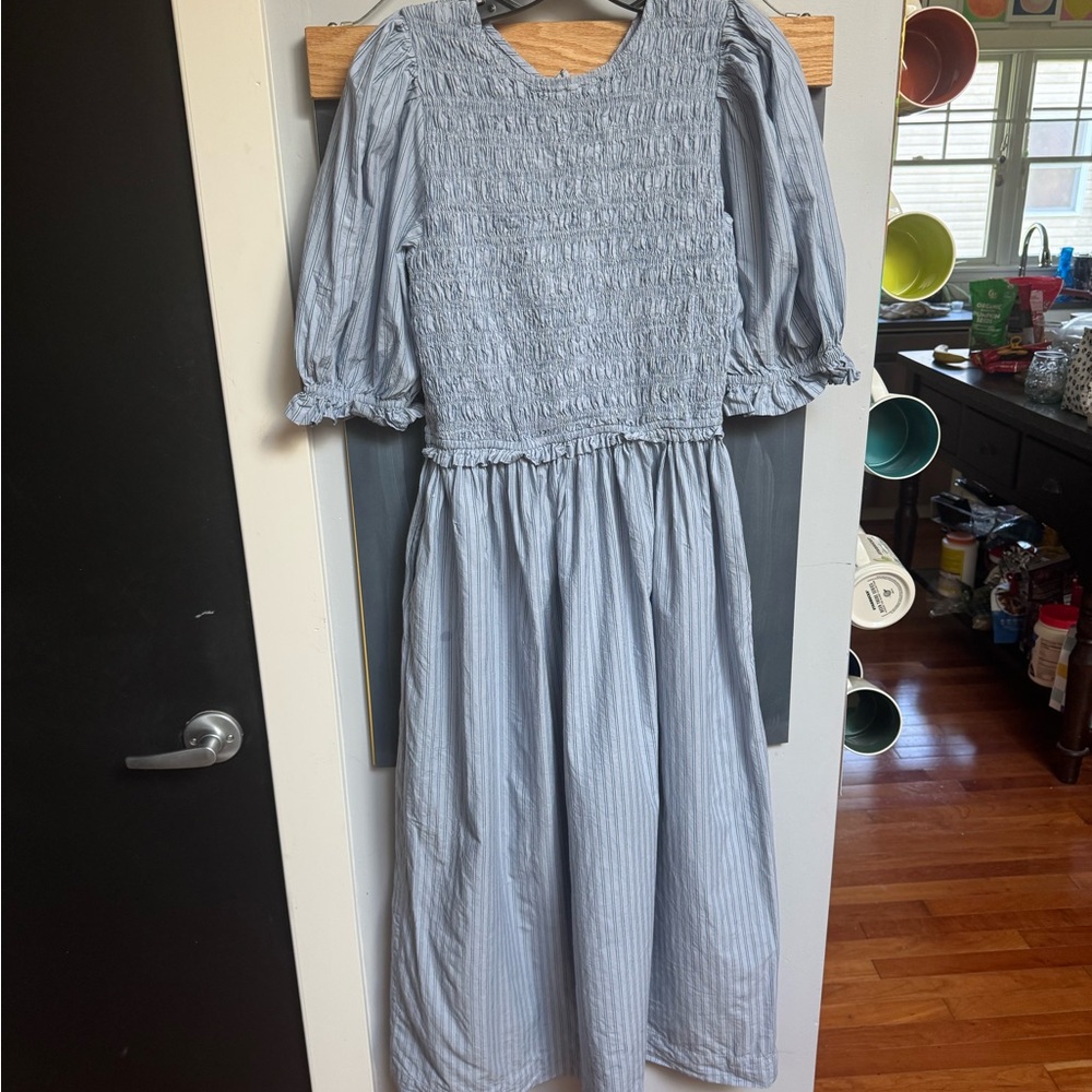 Damson Madder Bluebelle Midi Smocked Dress
